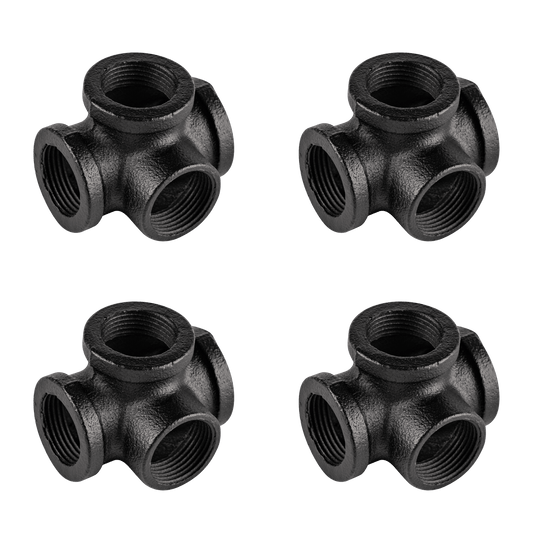 Four Way Tee Joiners Black - 4 Pack
