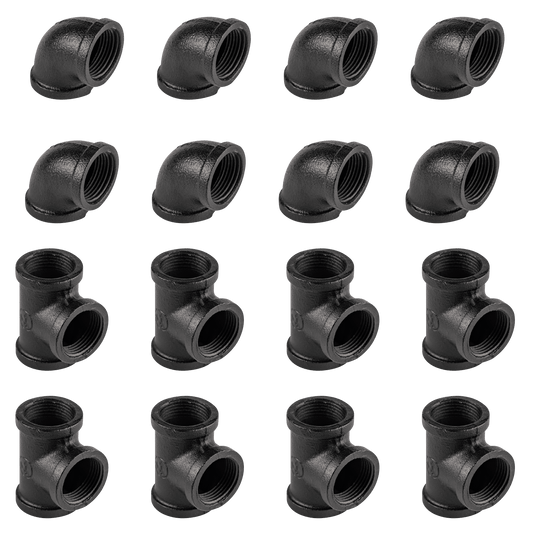 Tee and Elbow Joiners Black - 16 Pack